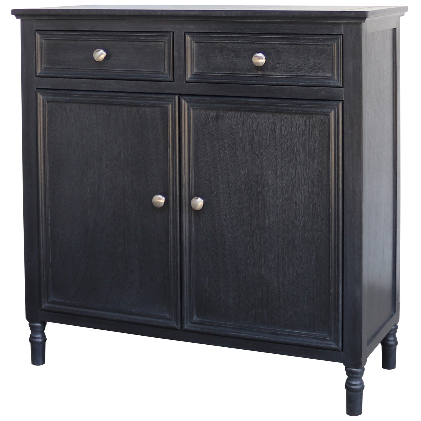 Thalassa Black Solid Wood Cabinet 2 Drawers and 2 Doors