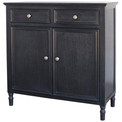 Thalassa Black Solid Wood Cabinet 2 Drawers and 2 Doors