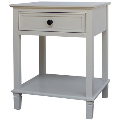 Laurebrook 1 Drawer Grey Wood 1 Drawer Side Table Botton Shelf