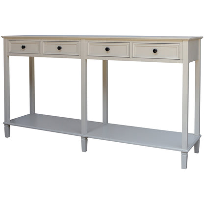 Rochemaure White 4 Drawer Console Bottom Shelf