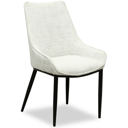 Antraigues White Fabric Dining Chair with Black Metal Legs