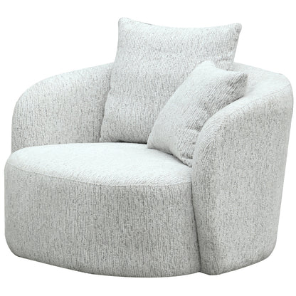 Norwalk Minimalist White Upholstered Swivel Accent Armchair