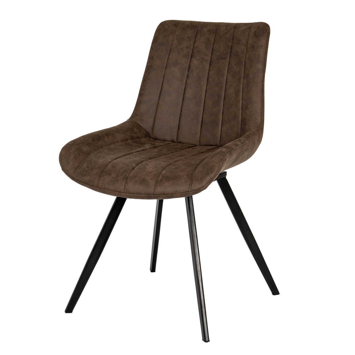 Arques Dark Brown Upholstered Swivel Dining Chair
