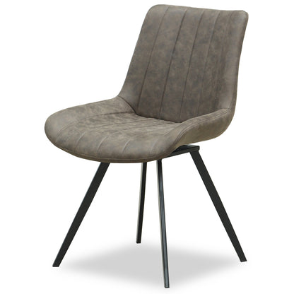Arques Dark Brown Upholstered Swivel Dining Chair