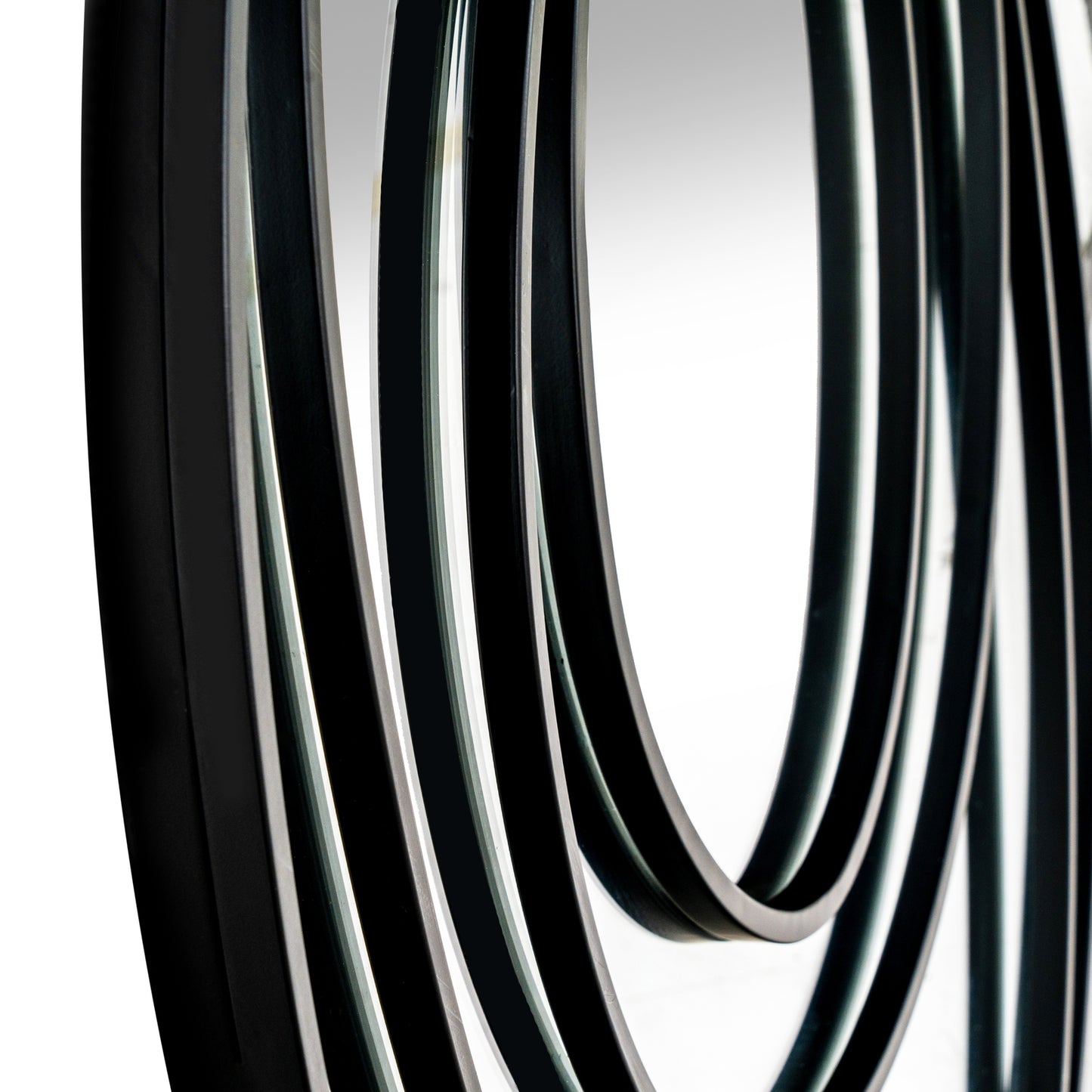 Large Abstract Black Swirl Frame Round Wall Mirror