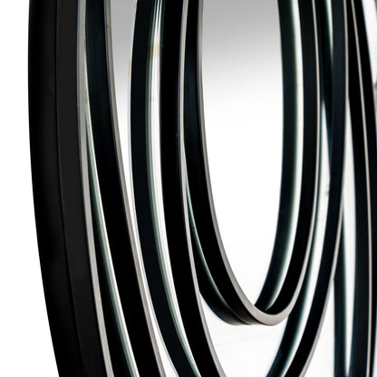 Large Abstract Black Swirl Frame Round Wall Mirror