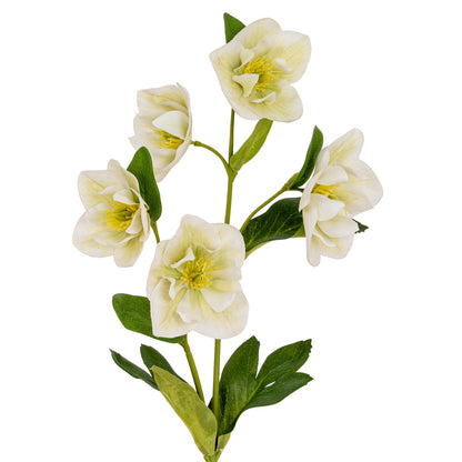 Set of 3 Artificial Flowers White Hellebore Stems