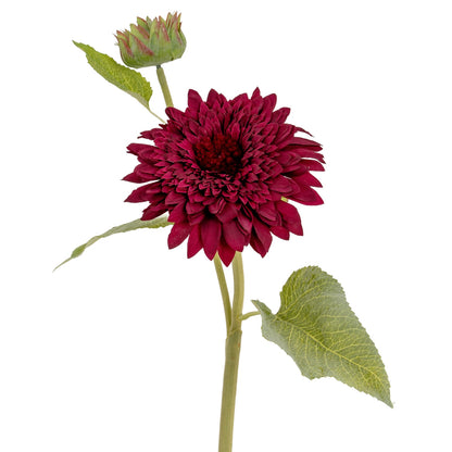 Set of 3 Artificial Flowers Dahlia Burgundy Raven Stems
