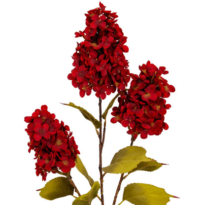Set of 3 Artificial Flowers Dark Red Spear Hydrangea Spray