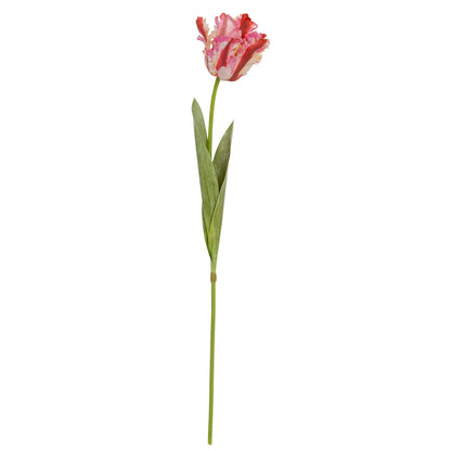 Set of 3 Artificial Flowers Multi Pink Parrot Tulip Stems