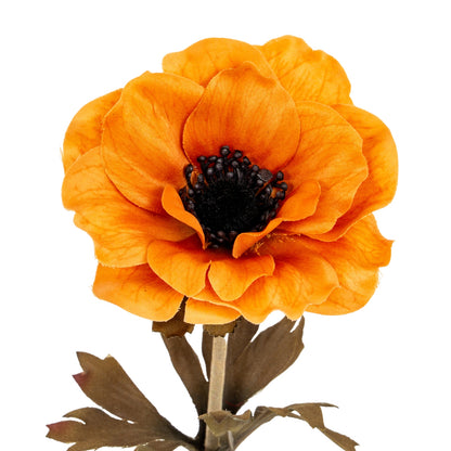 Set of 3 Artificial Flowers Orange Anemone Stems