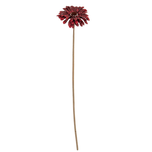 Set of 3 Artificial Flowers Burgundy Gerbera Stems