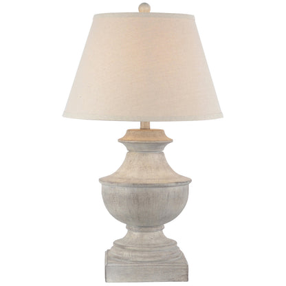 Rochefort Grey Washed  Wide Wooden Table Lamp With Cream Linen Shade