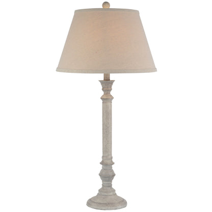 Collonges Slim Pillar Wooden Table Lamp With Cream Linen Shade