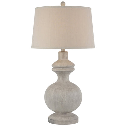 Barfleur Distressed Grey Round PIllar Table Lamp With Cream Linen Shade