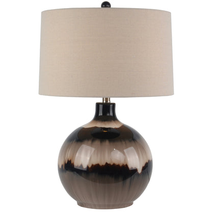 Honfleur Sepia Shadows Table Lamp With Cream Linen Shade