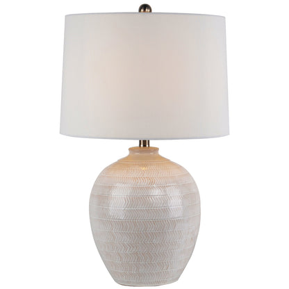 Provence Cream Chevron Ceramic Table Lamp With Linen Shade