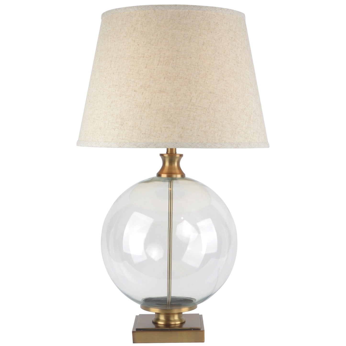 Domme Glass Orb Table Lamp With Cream Linen Tapered Shade