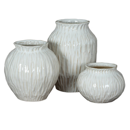 Windmere White Squat Textured Ceramic Vase