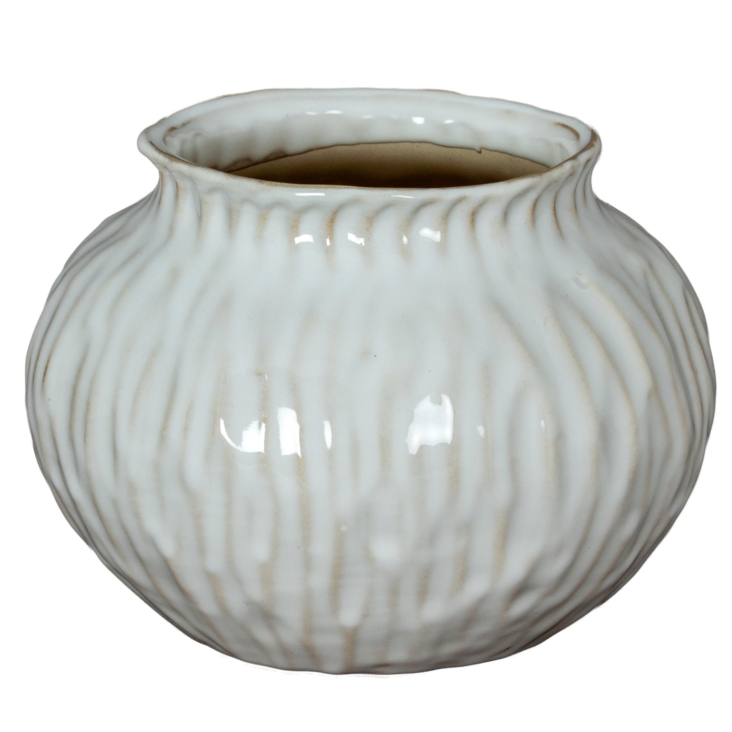 Windmere White Squat Textured Ceramic Vase