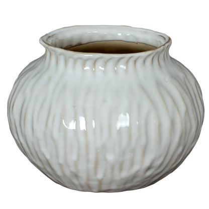 Windmere White Squat Textured Ceramic Vase
