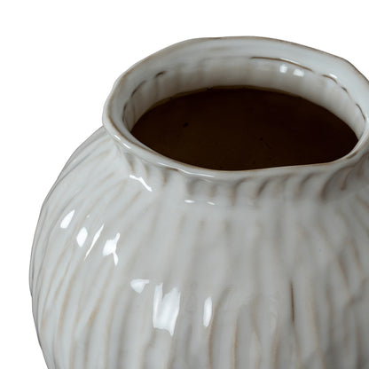 Windmere White Round Textured Ceramic Vase