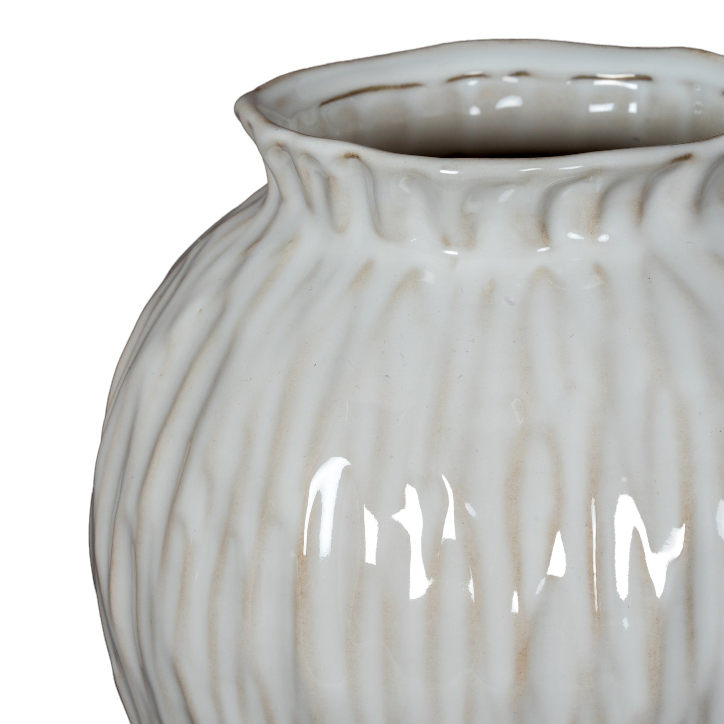 Windmere White Round Textured Ceramic Vase