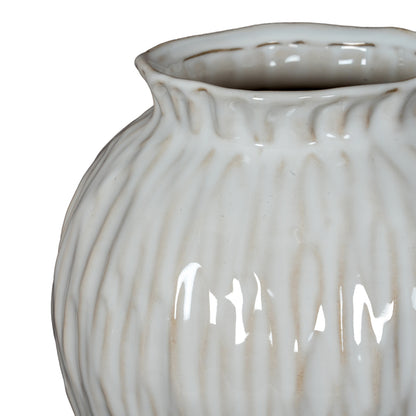 Windmere White Round Textured Ceramic Vase
