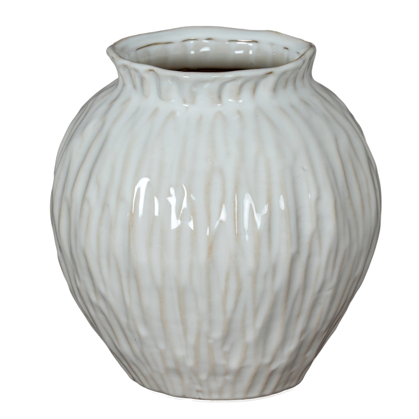 Windmere White Round Textured Ceramic Vase