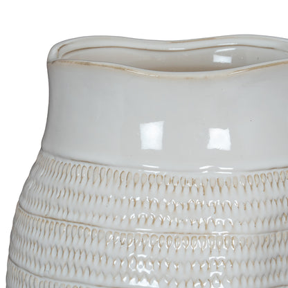 Saffron Bud Hewn Ceramic Vase with Textured Scandi Pattern