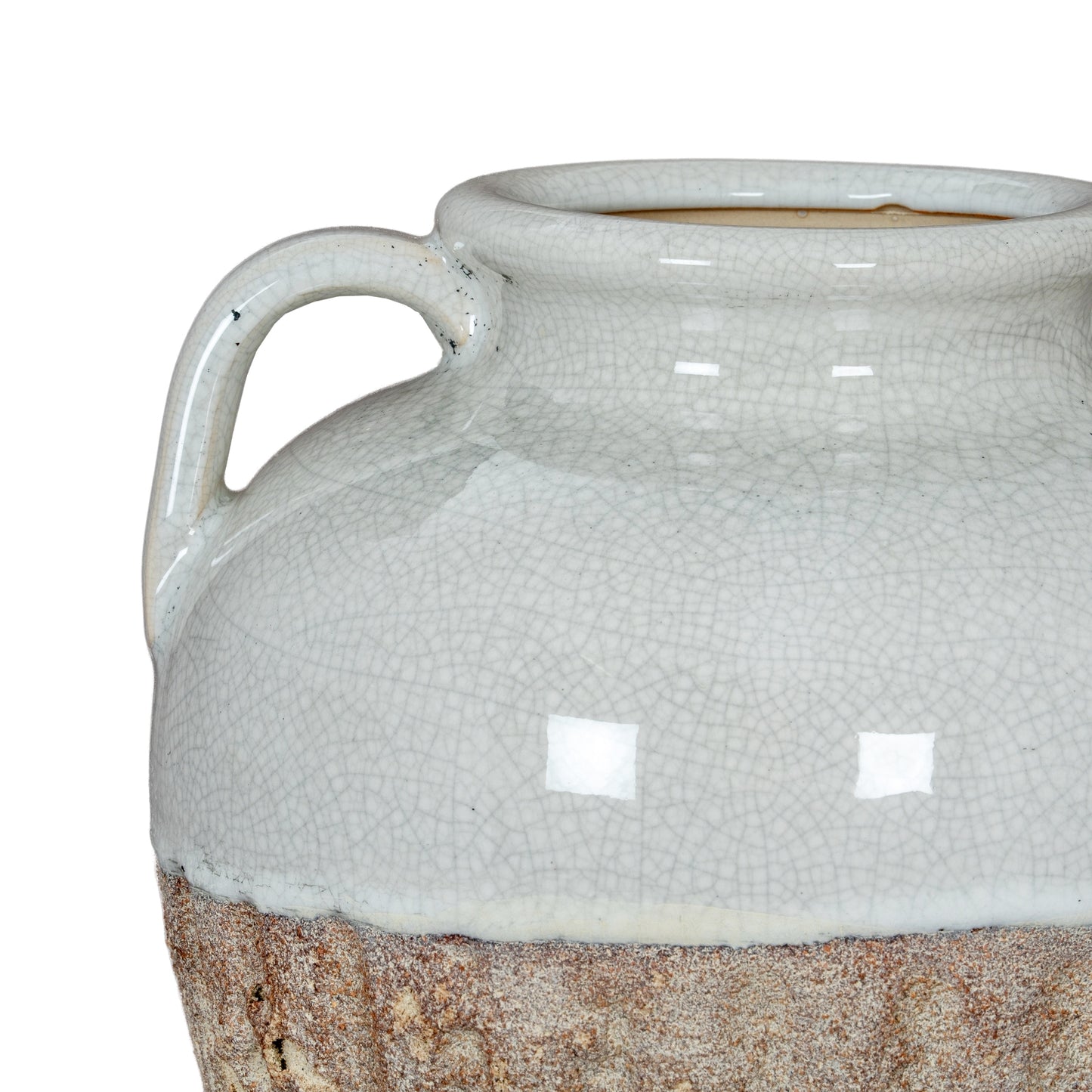 Stonewild Medium Amphora White and Sand Textured Ceramic Vase with Handles