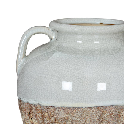 Stonewild Medium Amphora White and Sand Textured Ceramic Vase with Handles