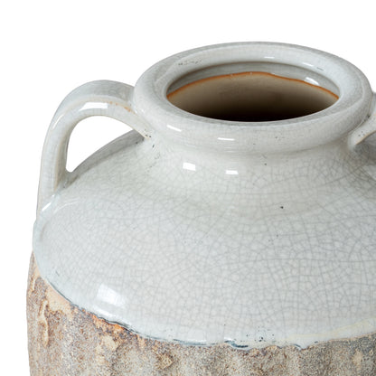 Stonewild Large White and Sand Amphora Ceramic Vase