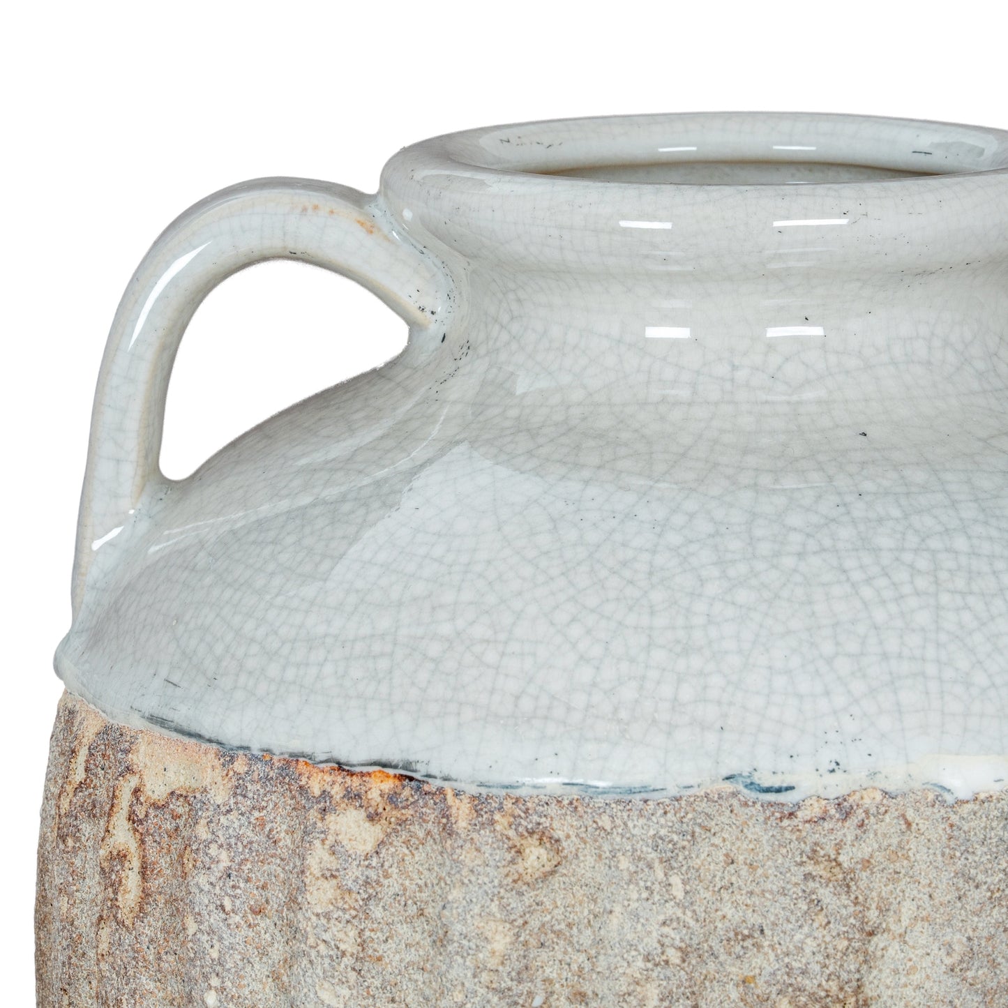 Stonewild Large White and Sand Amphora Ceramic Vase