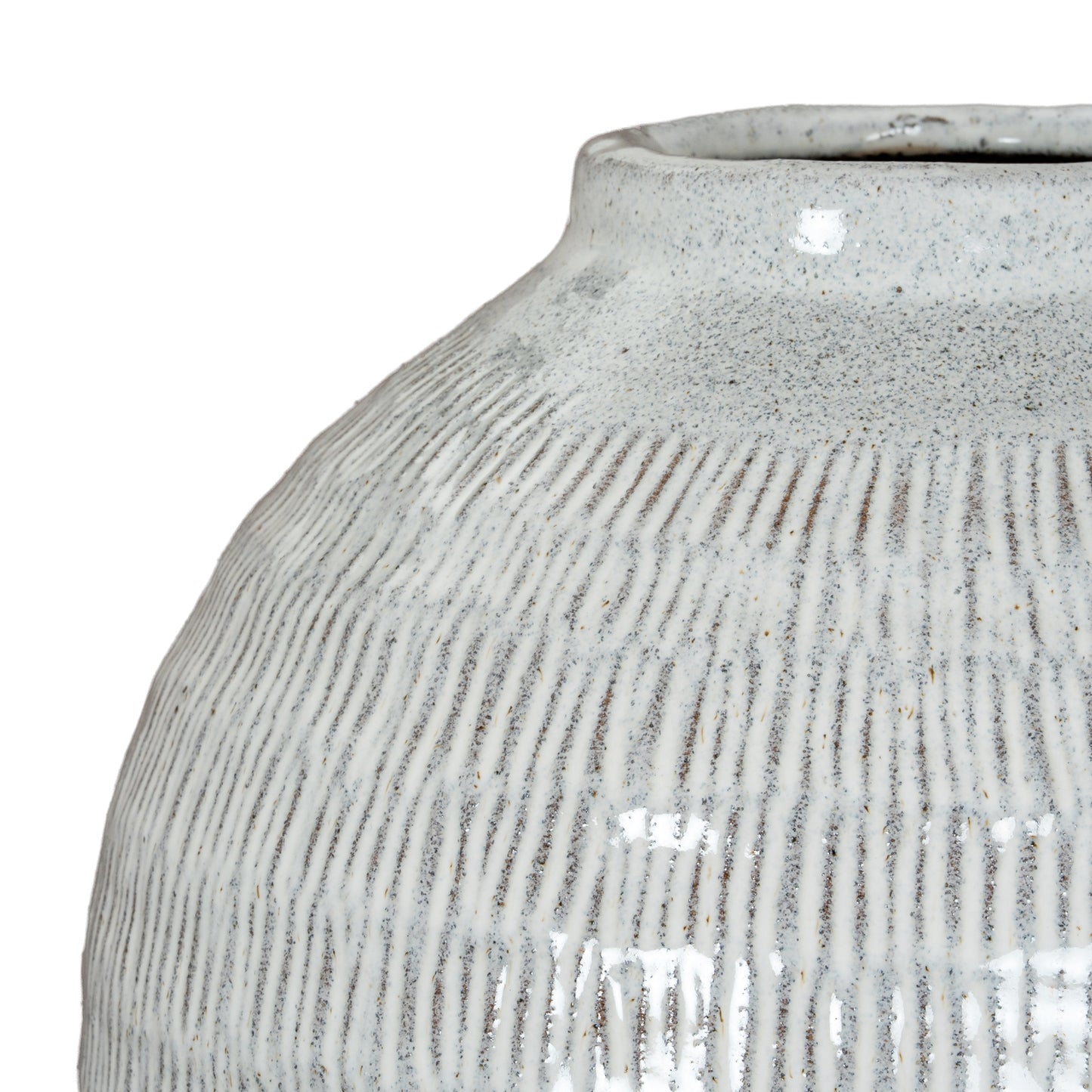 Terravine White Medium Olpe Ceramic Vase with Textured Finish