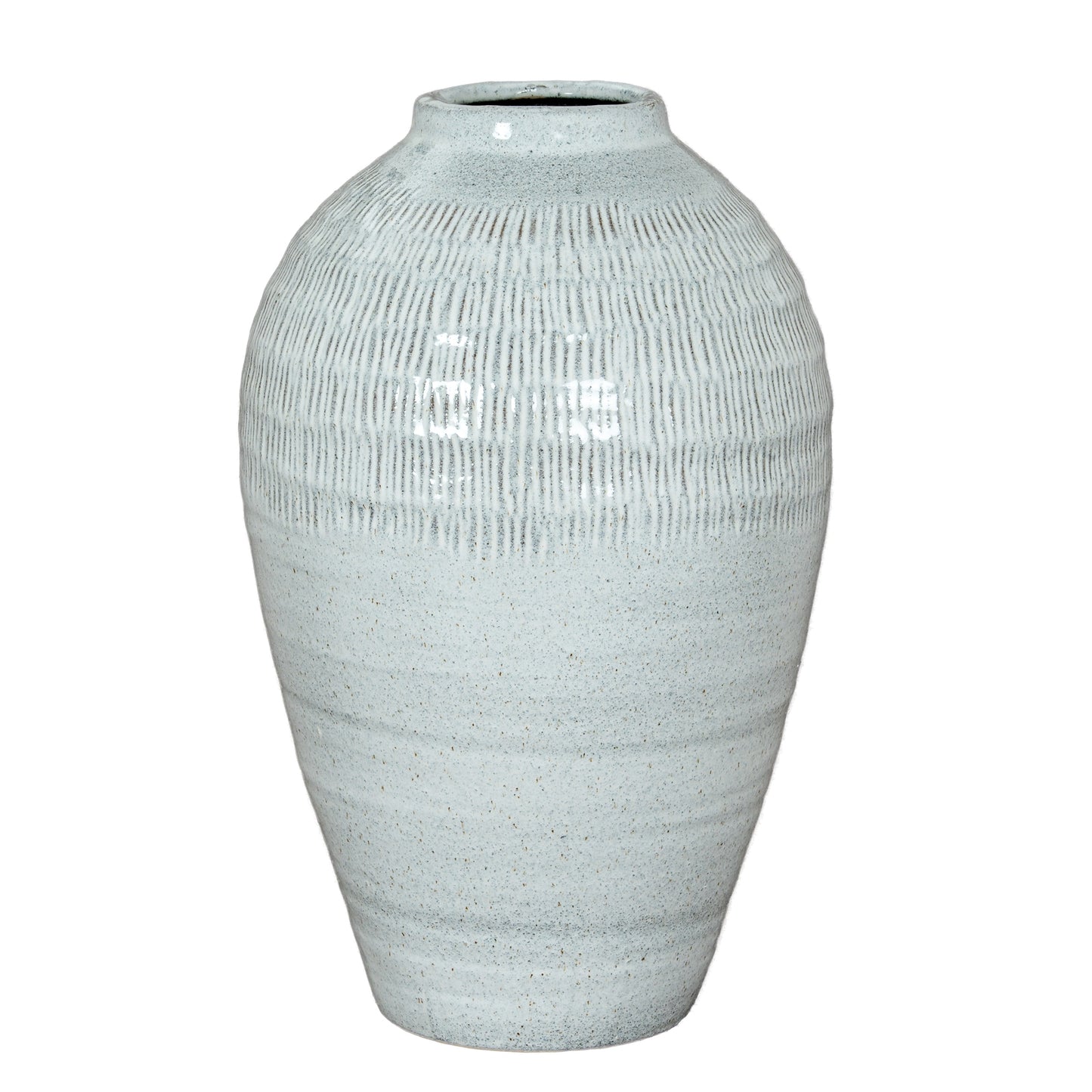 Terravine White Medium Olpe Ceramic Vase with Textured Finish