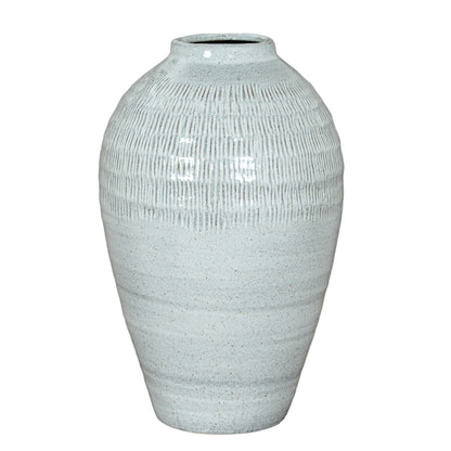 Terravine White Medium Olpe Ceramic Vase with Textured Finish