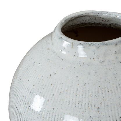 Terravine Large White Olpe Ceramic Vase with Textured Finish