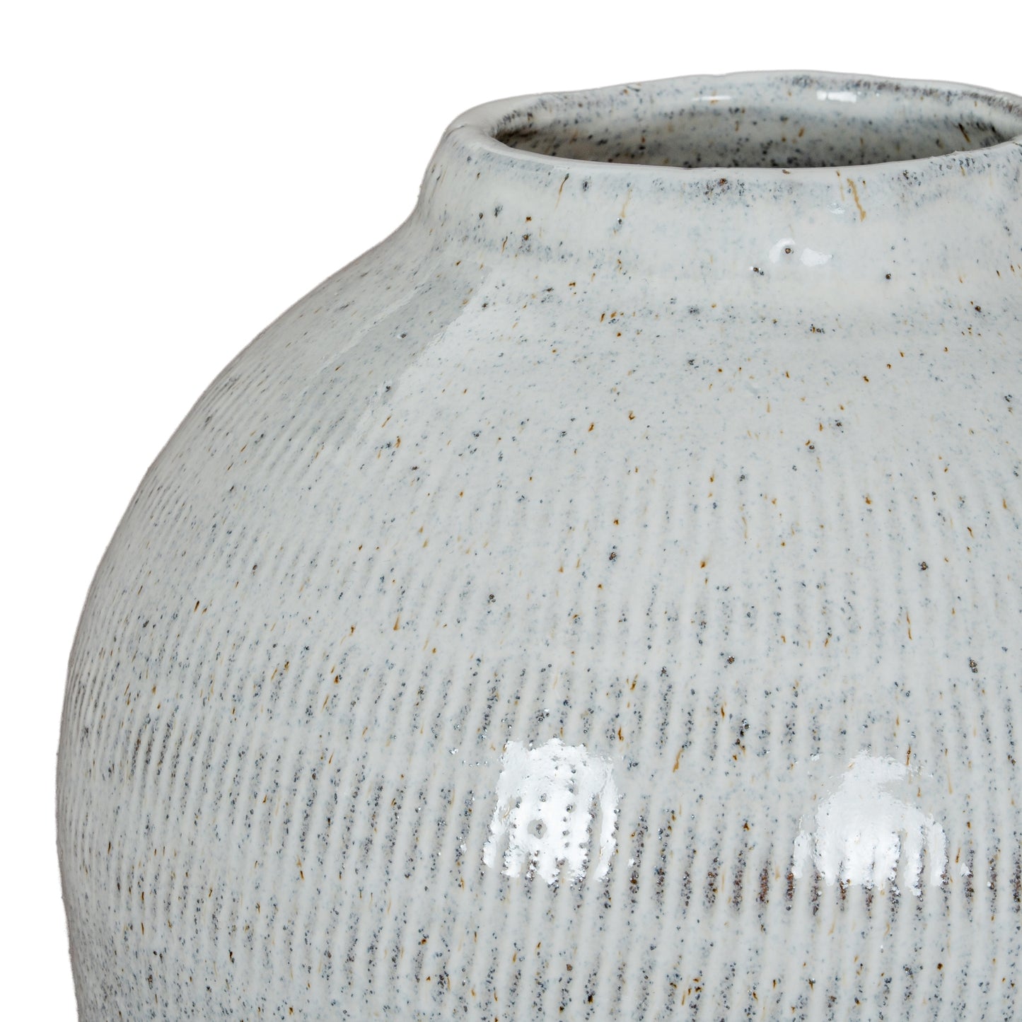 Terravine Large White Olpe Ceramic Vase with Textured Finish