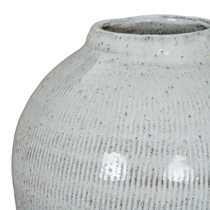 Terravine Large White Olpe Ceramic Vase with Textured Finish