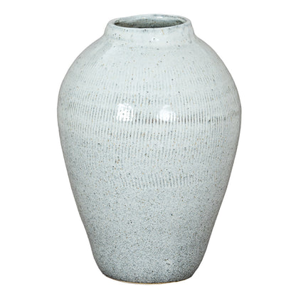 Terravine Large White Olpe Ceramic Vase with Textured Finish