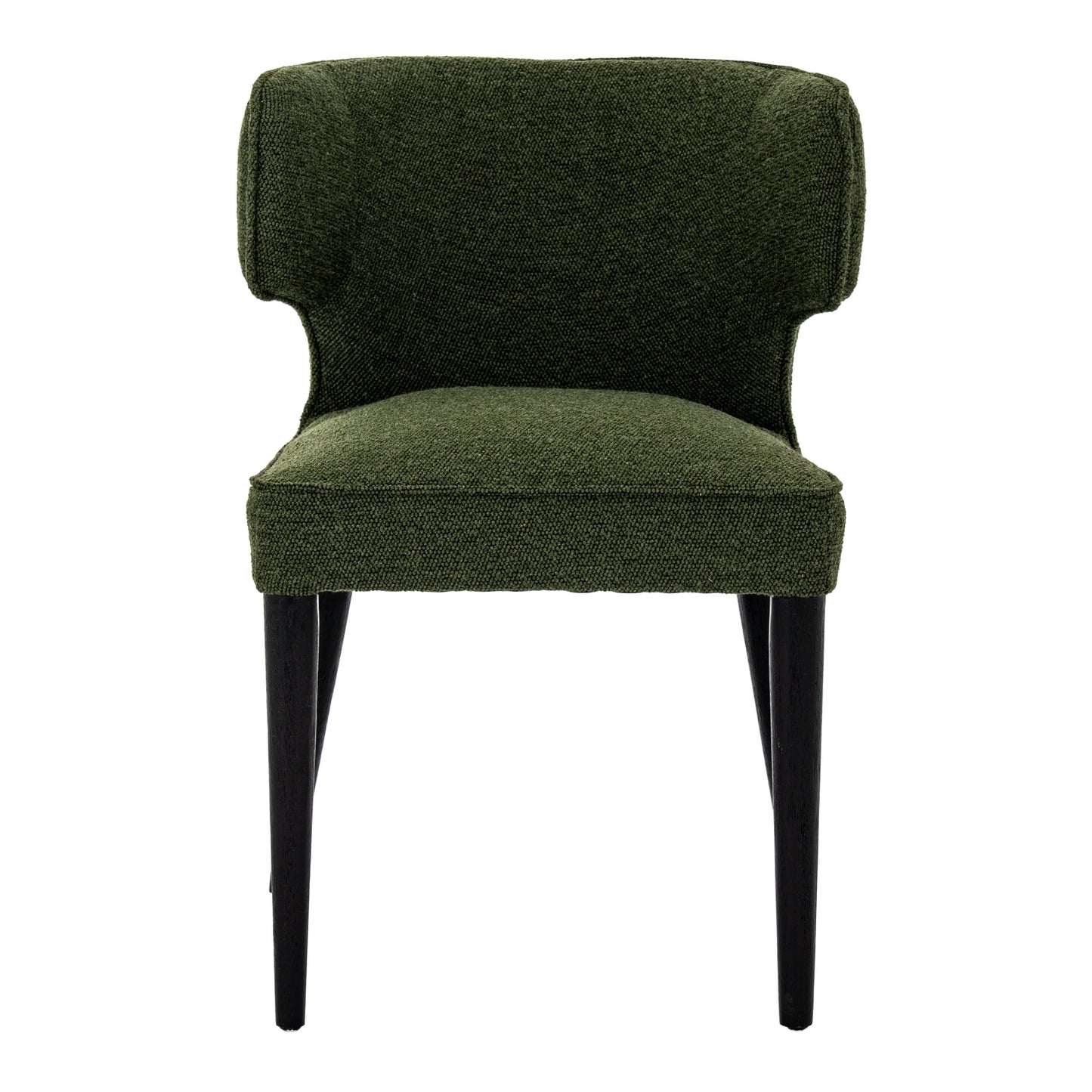 Mirmande Mid Century Upholstered Curved Green Dining Chair with Wooden Legs