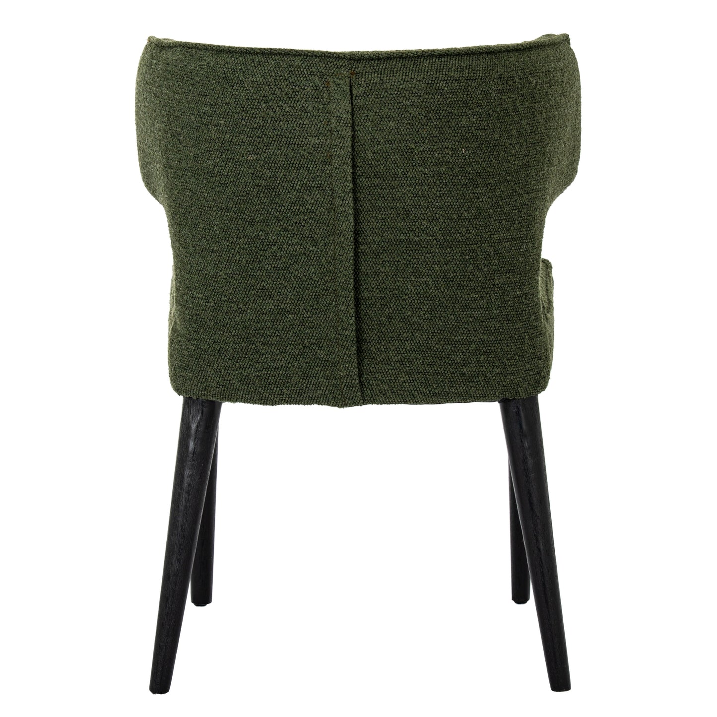Mirmande Mid Century Upholstered Curved Green Dining Chair with Wooden Legs