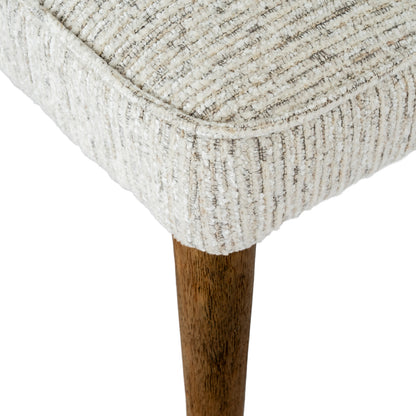 Mirmande Mid Century Upholstered Curved Grey Dining Chair with Wooden Legs