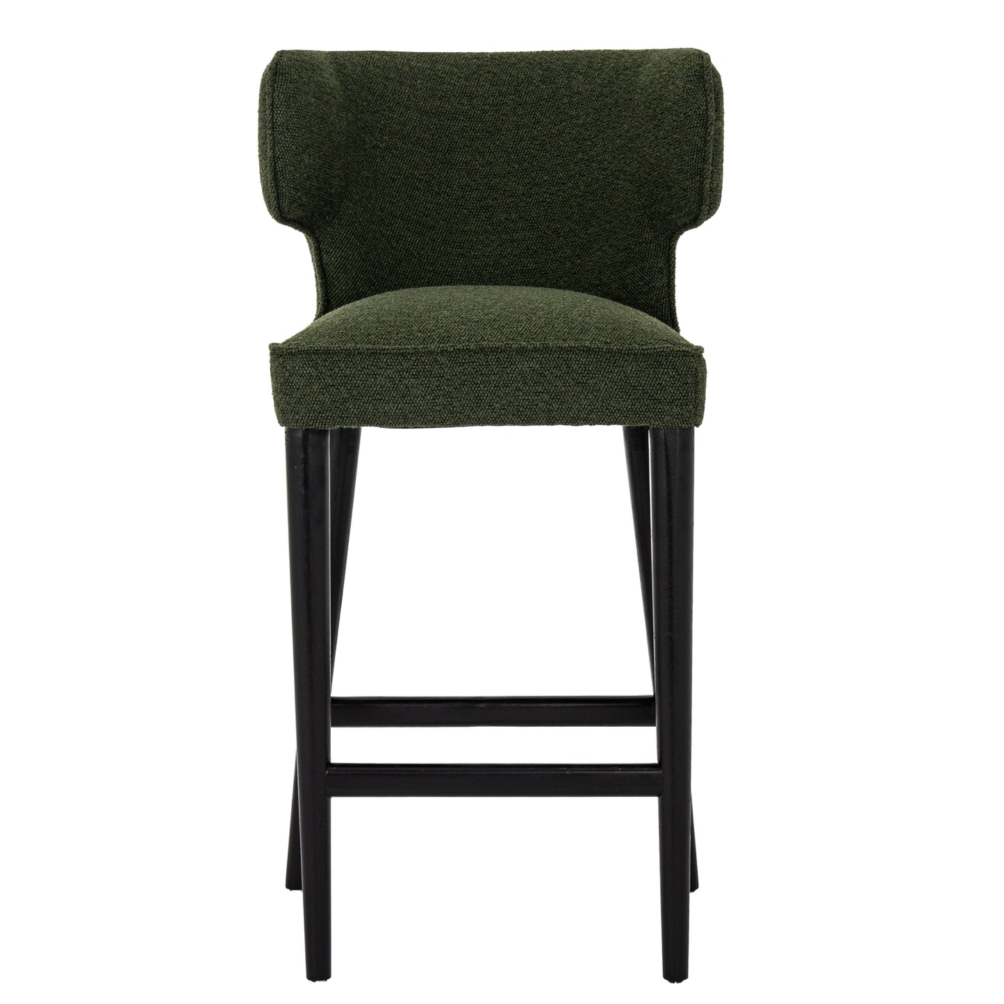 Modena Modern Green Upholstered Bar Stool with Wooden Legs