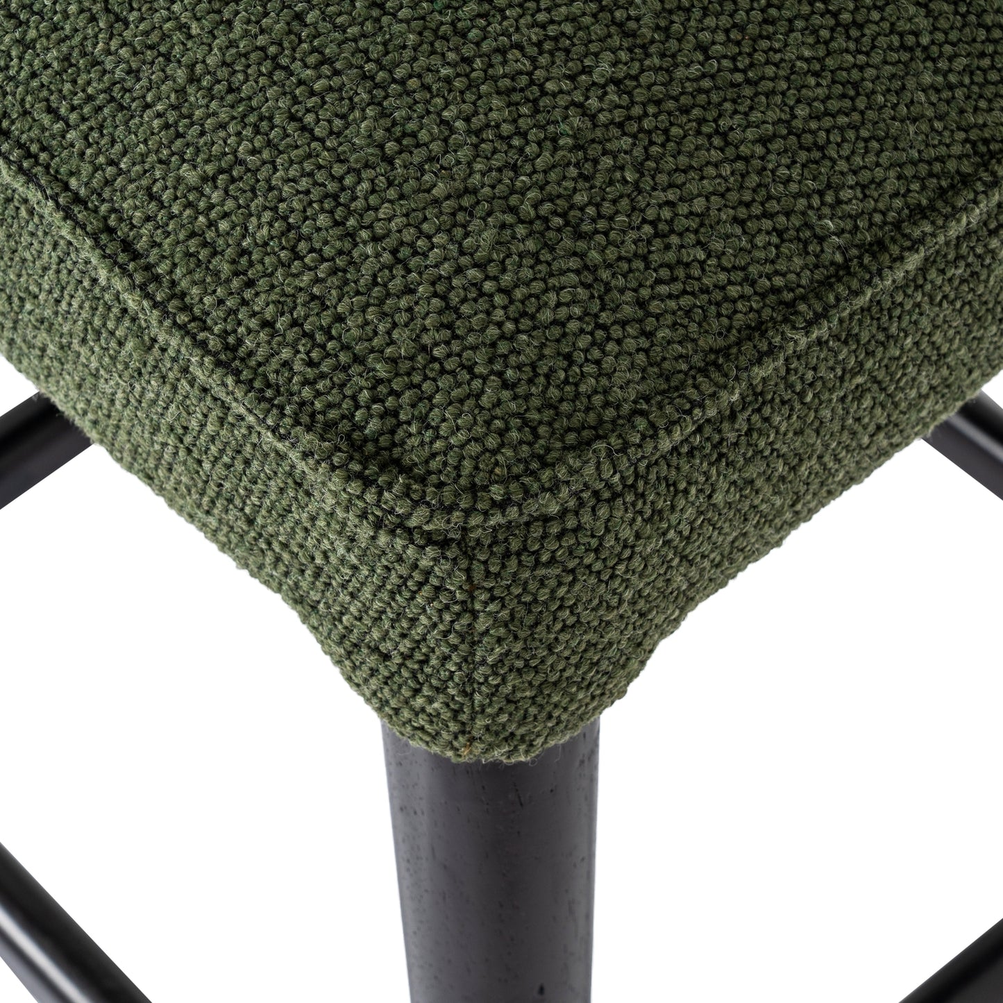 Modena Modern Green Upholstered Bar Stool with Wooden Legs