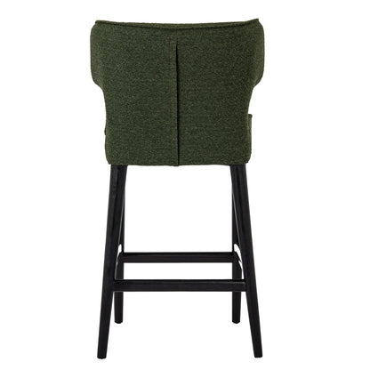 Modena Modern Green Upholstered Bar Stool with Wooden Legs