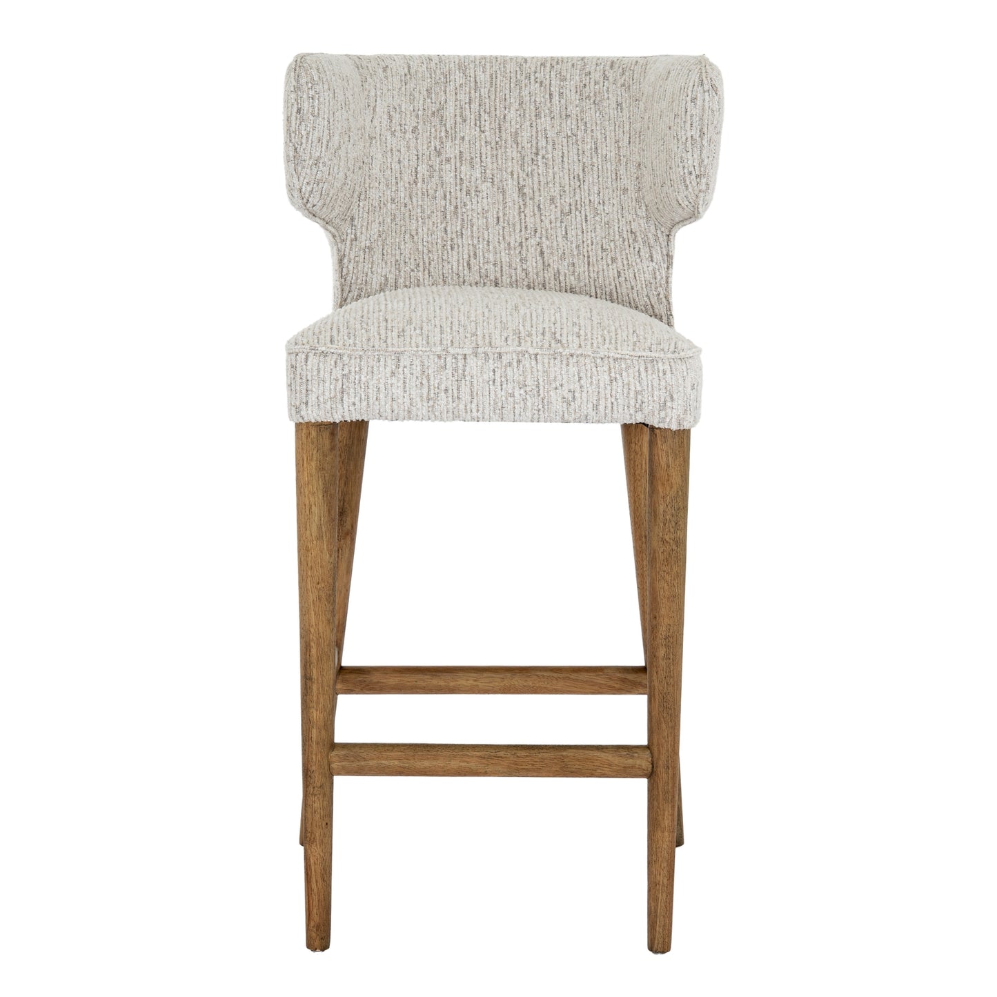 Modena Modern Soft Grey Upholstered Bar Stool with Wooden Legs