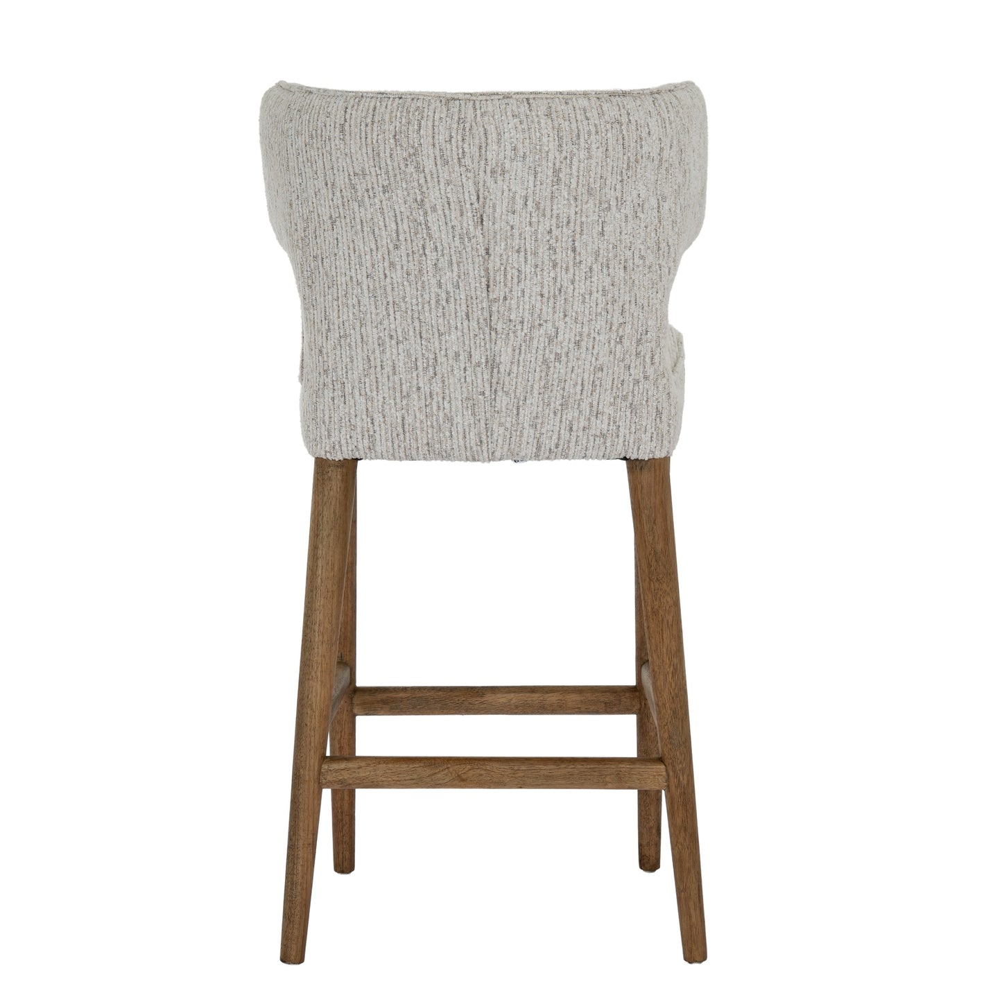 Modena Modern Soft Grey Upholstered Bar Stool with Wooden Legs