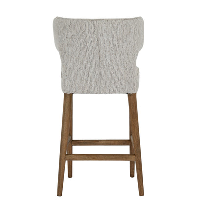 Modena Modern Soft Grey Upholstered Bar Stool with Wooden Legs
